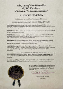 Commendation from Governor Sununu