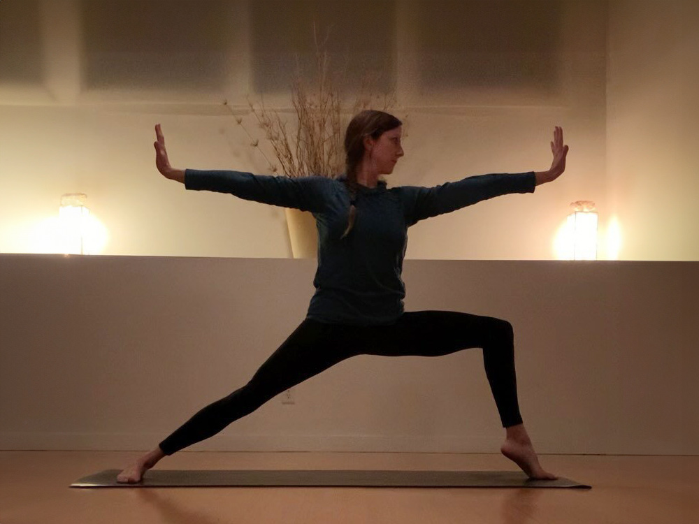 Sara Bennett practicing yoga