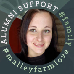 Melissa Merritt is an alum of Malley Farm and worked as a staff member for six years. She has a huge heart, takes pride in being part of our mission, and feels that her stay at Malley Farm truly saved her life.